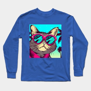 Chill cat IN SUMMER! (Background) Long Sleeve T-Shirt